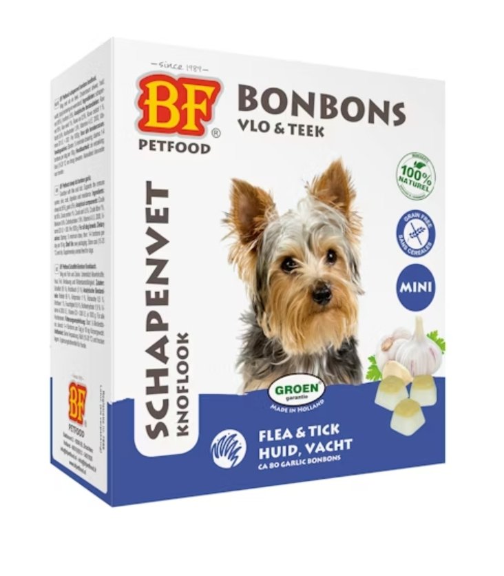 BF Petfood Schapenvet Mini Bonbons met knoflook 80 stuks